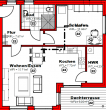 Moderne 2-Zimmer-Wohnung mit Balkon und heller Atmosphäre - Grundriss